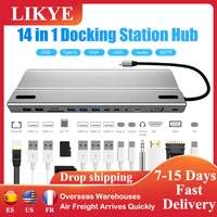 14 in 1 docking station usb c for dell laptop type c to hdmi compatible sdtf card reader phone tablets notebook usb 3 1 hub