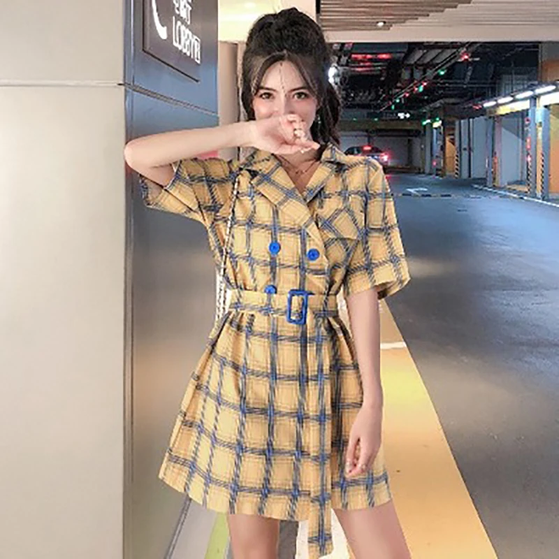 Комбинезон женский летний клетчатый с широкими штанинами и высокой талией