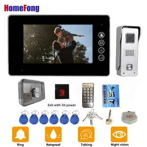 homefong wired video door phone with lock 7 inch touch screen video intercom for home security access control system 3a control free global shipping