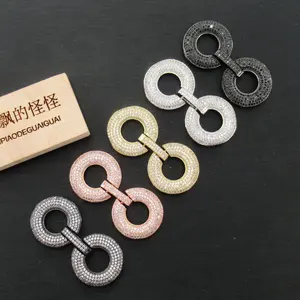 APDGG 25x50 мм позолоченный кубического циркония CZ Micro Pave Круглый Кулон покрытый застежка подвеска ожерелье браслет украшения рукоделие своими руками