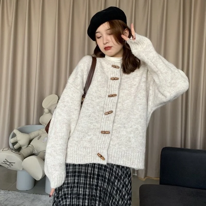 

Vintage Cardigan For Women Women's Autumn Coat Korean Fashion Cardigan Women's Sweater Long Sleeve Top Round Neck Casual Blouse