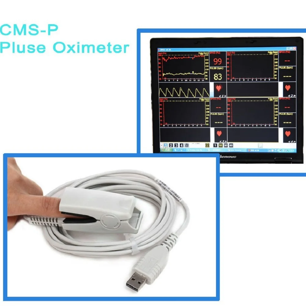 Contec PC Based USB Interface SpO2 CMS-P Pulse Oximeter Monitor-Free Software pc interface usb software pulse oximeter