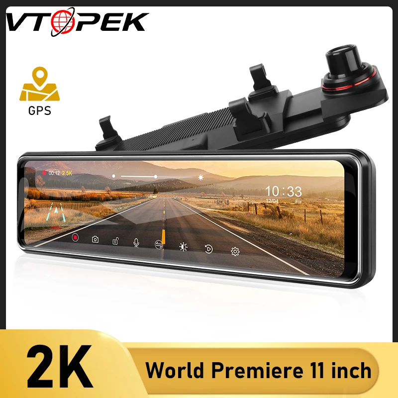 Jansite Автомобильный видеорегистратор 11 дюймов 2K сенсорный Экран