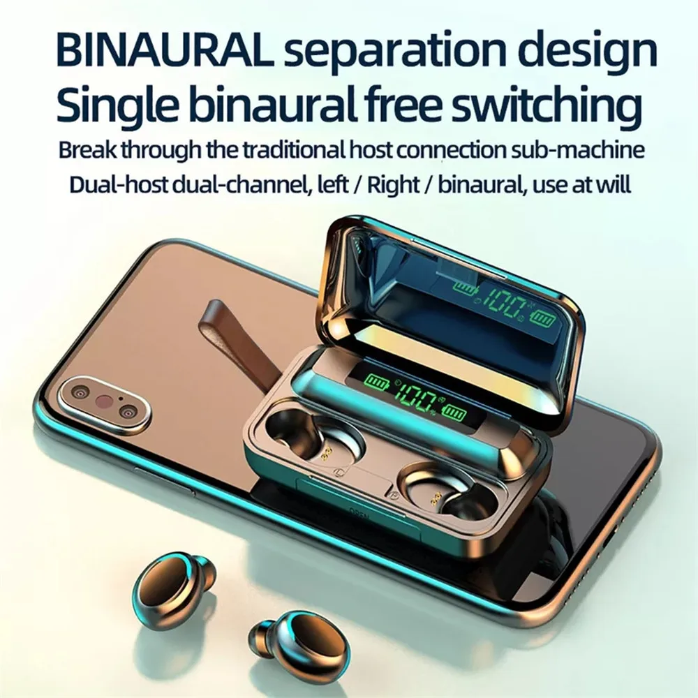 TWS F9 Bluetooth наушники с микрофоном светодиодный дисплей беспроводные