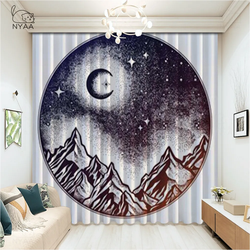 

White Moon Curtain Light For Home Kitchen Black Curtain Rope Living Room Accessories Mountain Curtains Blackout Micro Shading