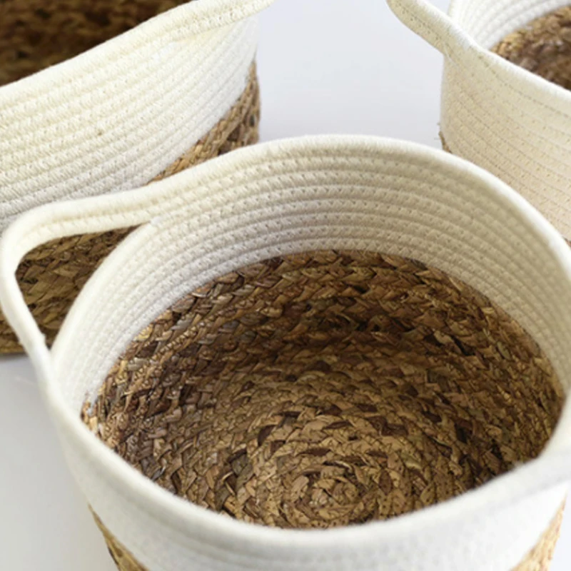 Противоударная заданяя из хлопчатобумажного каната корзина для хранения ручной