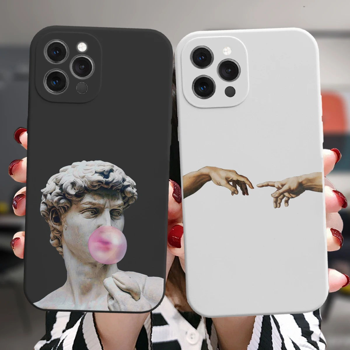 

For iPhone 13 12 11 Pro Max 8 7 Plus X XS XR SE 2020 13Mini Case Popular Mona Lisa Art David Abstract Candy Soft Silicone Cover