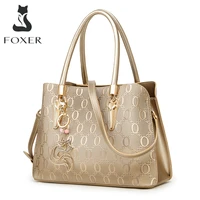foxer chic women leather handbag fall winter large capacity lady top handle tote bag classic purse luxury shoulder cossbody bags