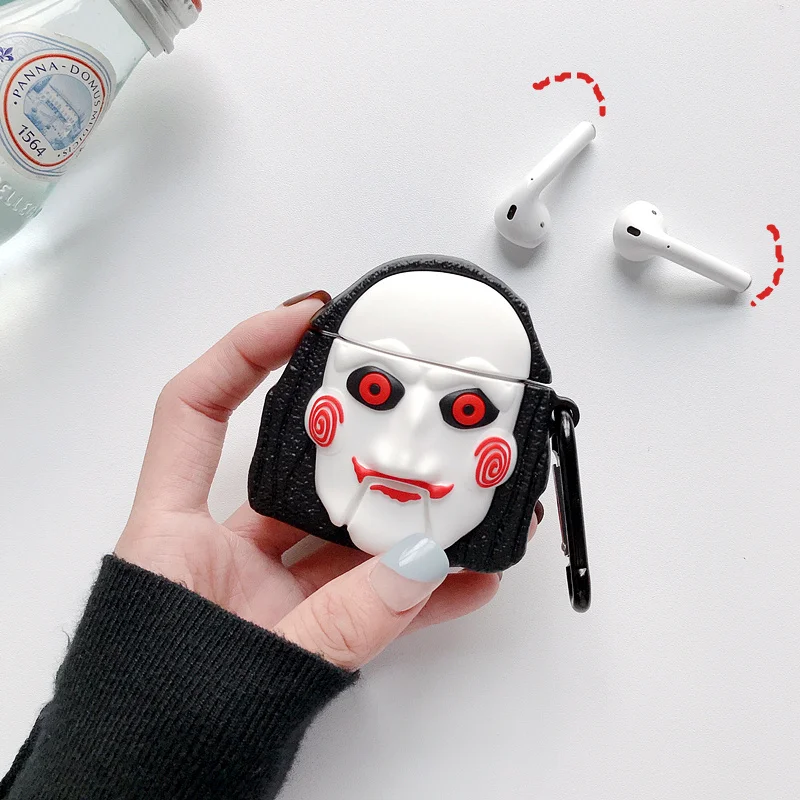 Чехол для AirPods с 3D рисунком для мобильного телефона, чехол для наушников s для Apple Airpods 2, забавные аксессуары, Защитная крышка с креплением