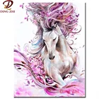 Алмазная картина Розовые цветы и лошади 5D сделай сам, квадратнаякруглая стразы, вышивка, мозаика вышивка крестиком, домашний декор