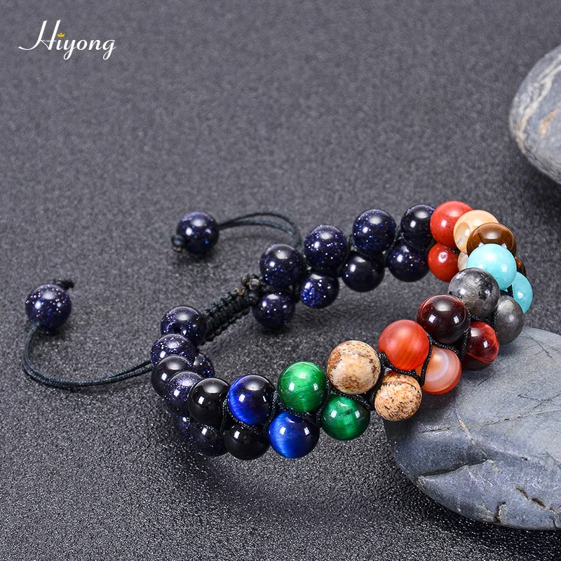 Planet bracelet(8mm) HIYONG тигровый глаз и лавовый камень рок эфирное масло диффузор Браслет натуральные лечебные камни бусины браслет 8 мм регулируемые браслеты для мужчин - Окраска металла: Planet bracelet(8mm)