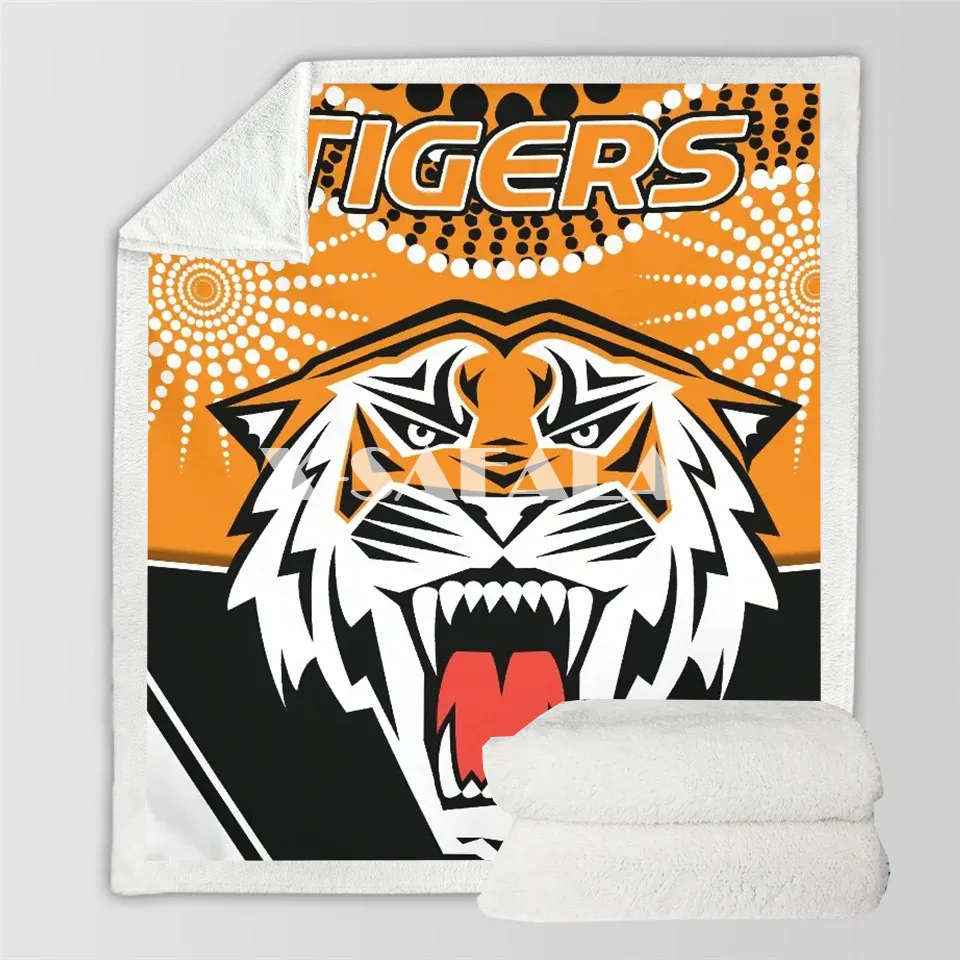 

Australia TIGERS WESTS INDIGENOUS 3D Print Plush Throw Sherpa Fleece Bedspread Blanket Vintage Bedding Square Picnic Wool Soft-3