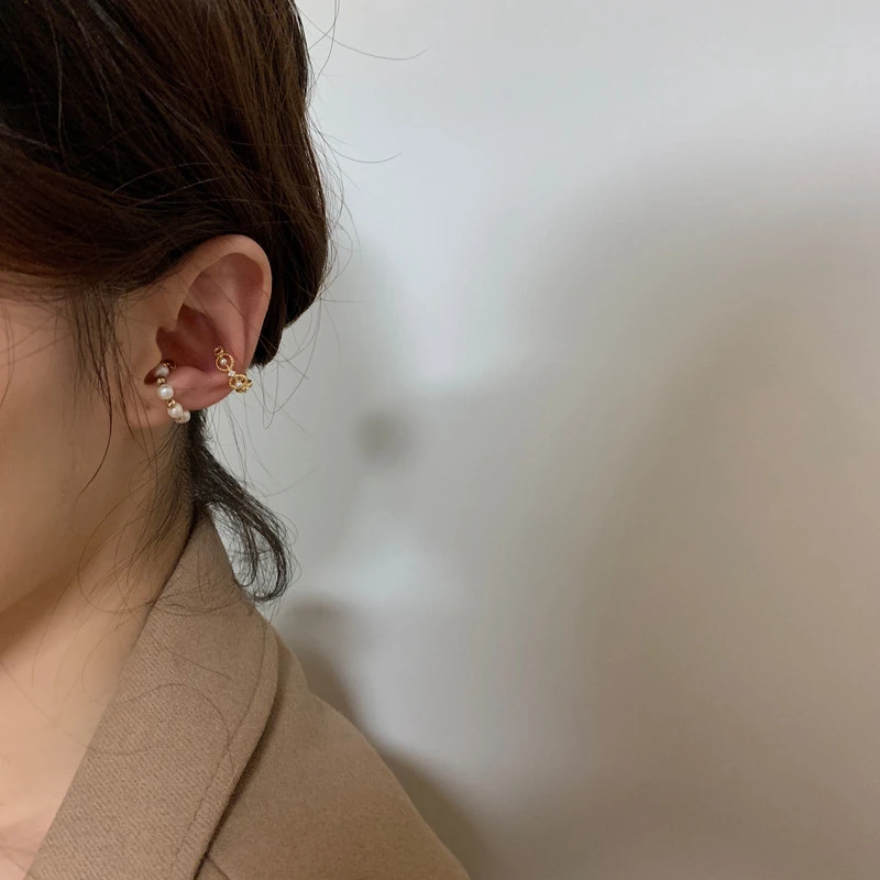 

MENGJIQIAO Wholesale Simple No Piercing Ear Cuff Micro Pave Zircon Cute Clip Earrings for Women Trendy Cartilage Earring Jewelry