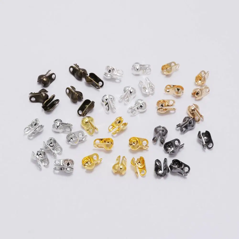 

200pcs 1.5 2.4 3.2mm Bronze Gold Plated End Crimps Beads Ball Chain Connector Clasp For DIY Jewelry Making Supplies Wholesale