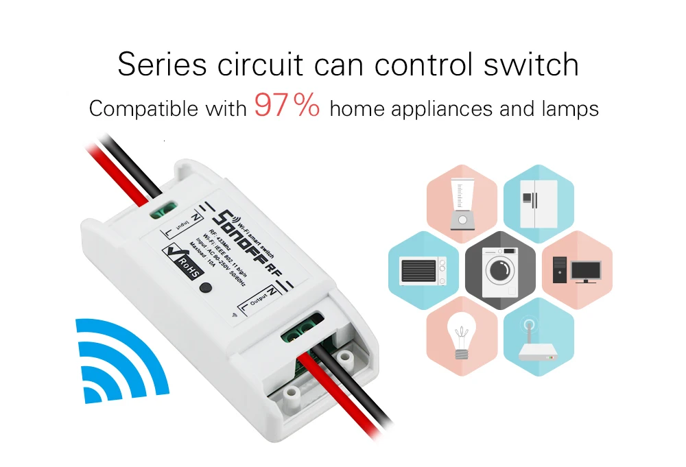Sonoff RF WiFi умный выключатель прерыватель 433 МГц RF приемник интеллектуальный пульт дистанционного управления для умного дома Wi-Fi светильник