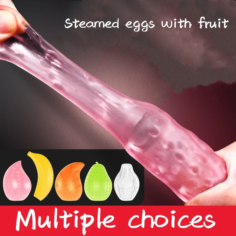 Мужской мастурбатор с фруктами чашка мягкая киска секс-игрушки прозрачная