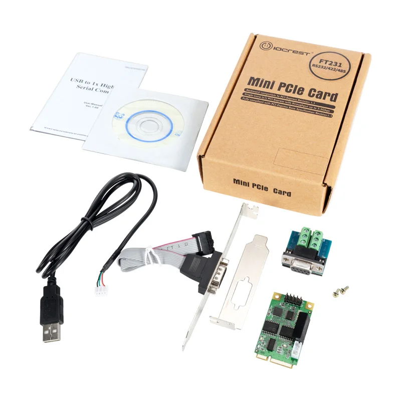 Mini PCIE USB 2.0 to RS 232 RS422 RS485 Expansion Card Serial DB9 RS232 485 PCI-E Adapter FT231 Chipset NEW | Компьютеры и офис