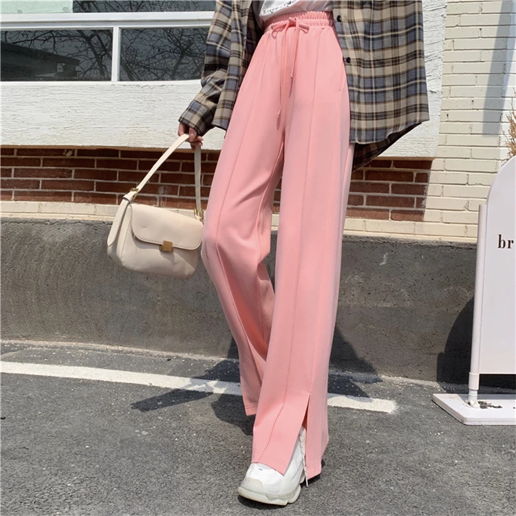 

Casual Trousers Female Spring Autumn New Solid High Waist Capris Drawstring Sweatpants Women Clothes Loose Wide Leg Pants Ins