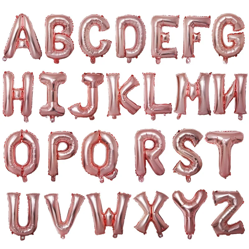 

32 Inch English Letter Balloons Rose Gold ABC Aluminum Foil Ballon Engagement Wedding Decoration Kids Baby Shower Toys Globos