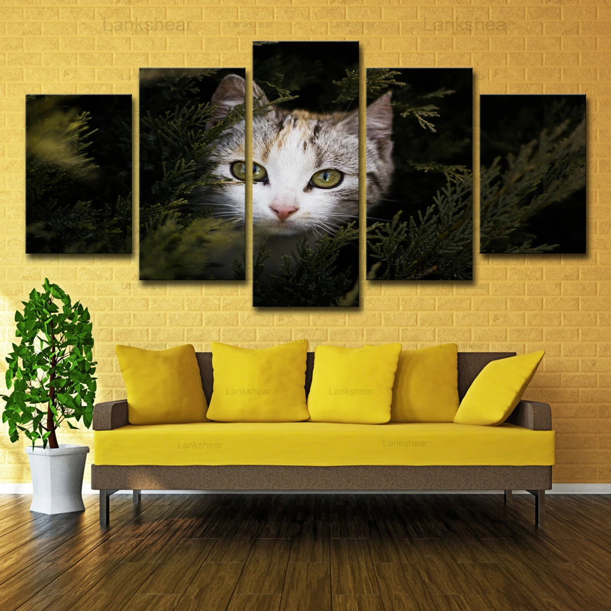 5 панелей милый кот Животные сцена холст для живописи Wall Art украшение дома