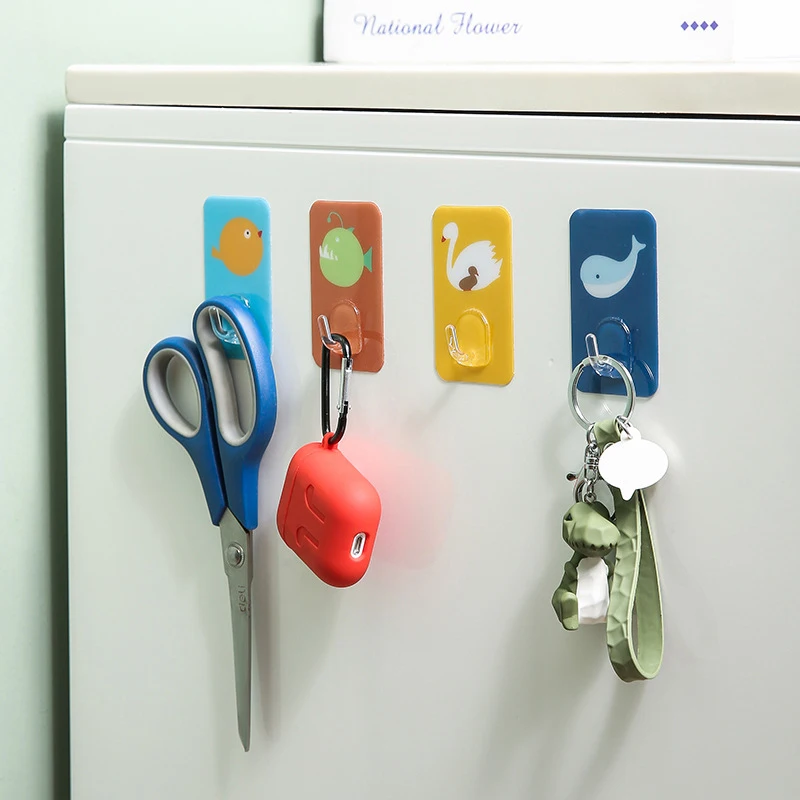 

Adhesive Hooks Creative Cute Wall Hook Free Punching Seamless Hooks Load-Bearing Powerful Self Adhesive Wall Hanger Kitchen Bath