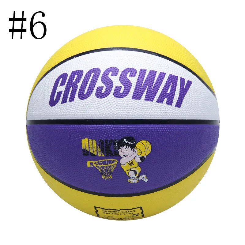 Purple yellow No. 6 Стандартный баскетбольный мяч CROSSWAY#2#3#4#5#6#7 для взрослых и детей, молодежное украшение на бал, резиновое обучение, соревнование для помещений и улицы - Цвет: Purple yellow No. 6