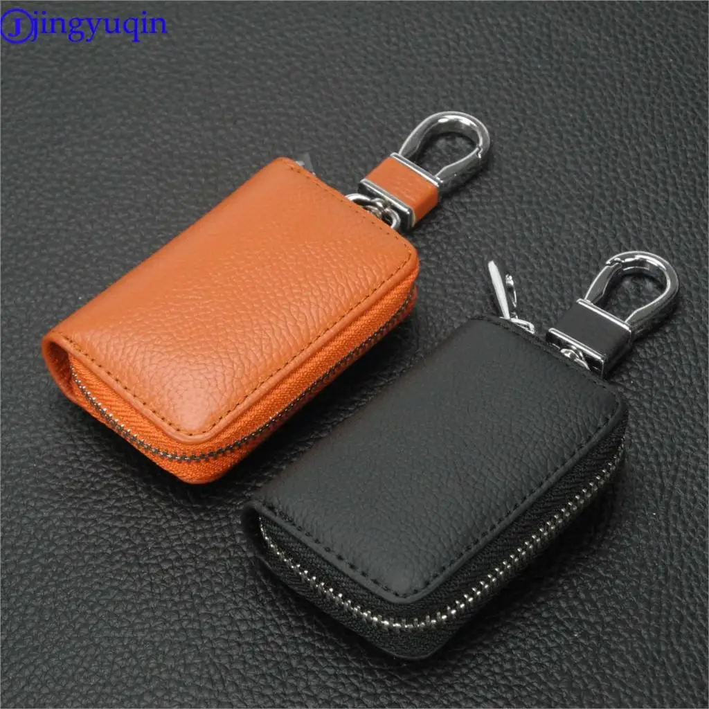 

Popular Genuine Leather Car Key Wallet Men Key Holder Housekeeper Key Organizer Women Zipper Case Bag Pouch Purs New Styling