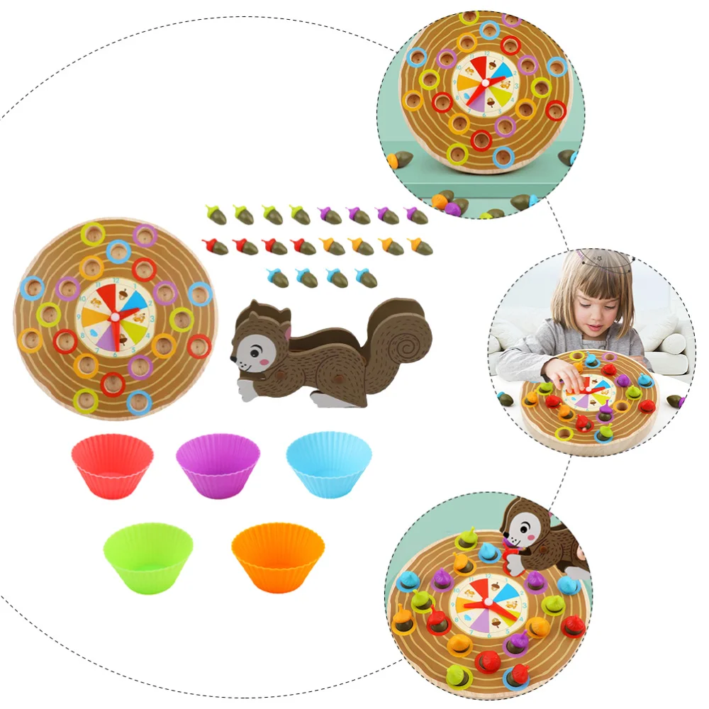 

1 Set Children Turntable Plaything Creative Wooden Acorn Turntable