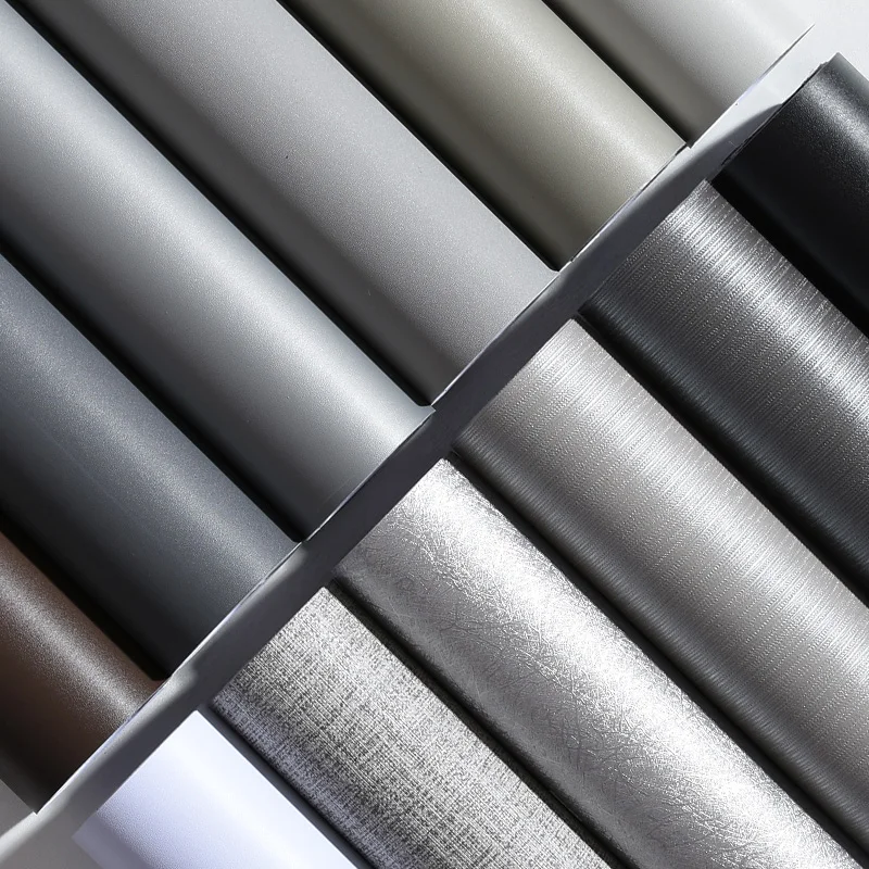 Самоклеящиеся однотонные серые обои простые теплые студенческие для спальни