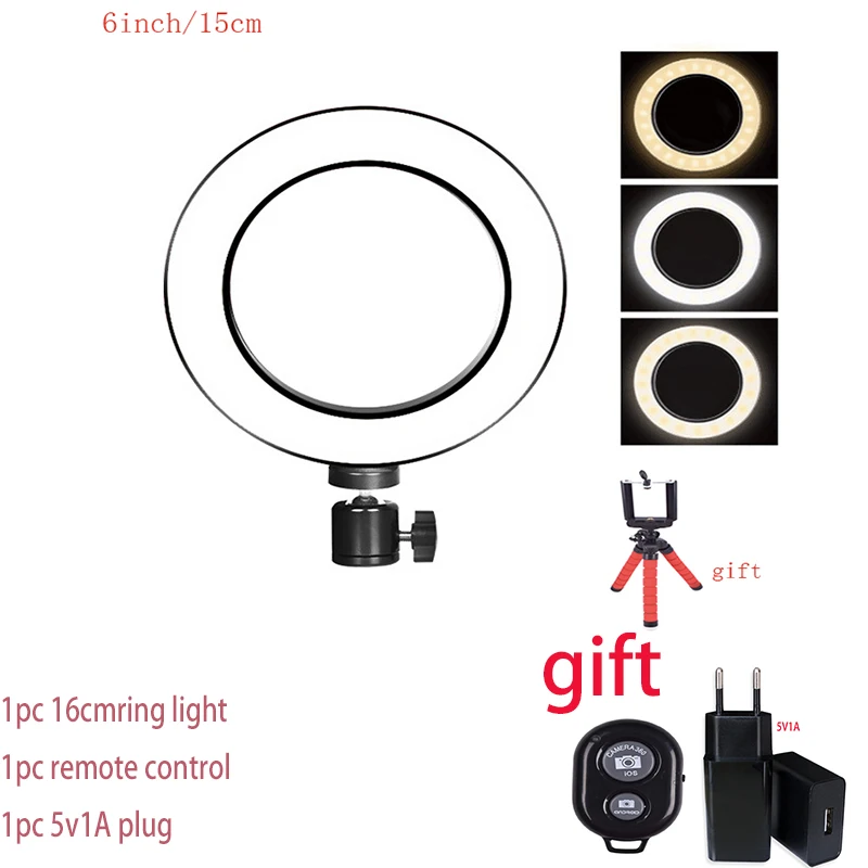 16 см 26 см 33 см 45 см Selfie Ring Light 5V1A EU plug с держателем для телефона фото освещение с пультом дистанционного управления для фото видео