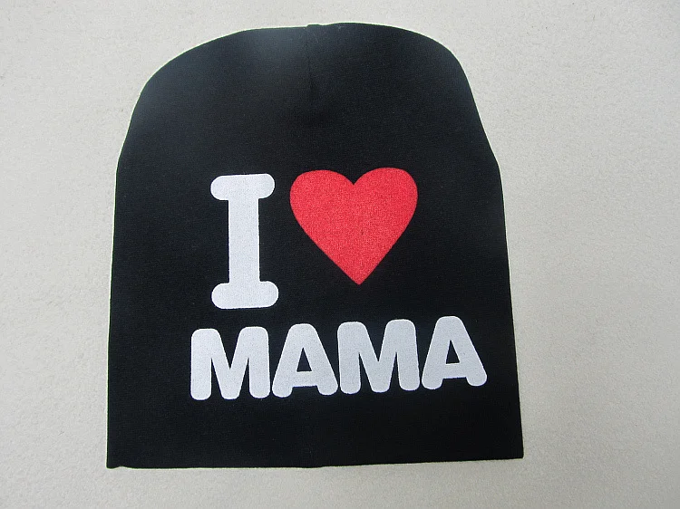 black mama Детская шапка с надписью «I Love Mom» для девочек и мальчиков, хлопковая вязаная шапка для детей, детская шапка с рукавами, шапка для малышей, аксессуары для детской одежды - Цвет: black mama