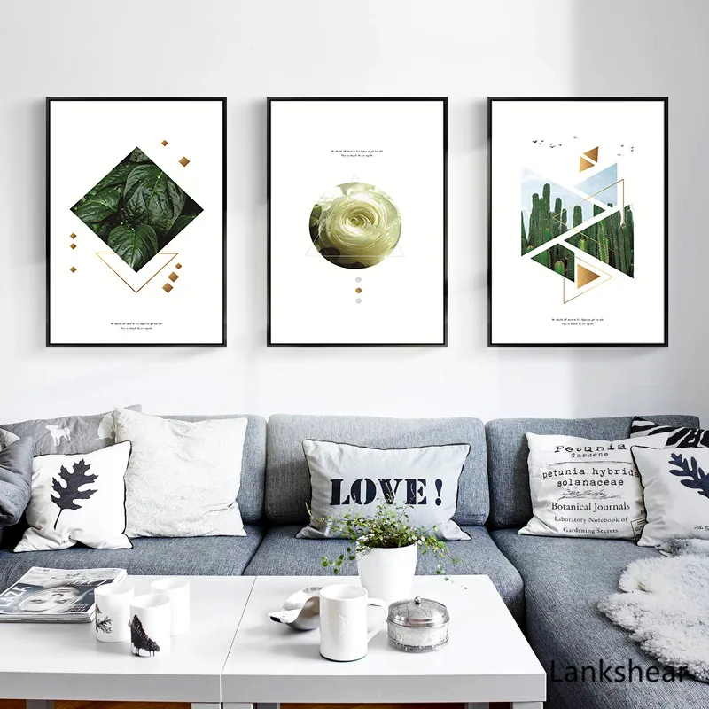 В виде геометрических фигур растений кактуса Скандинавская Картина на холсте