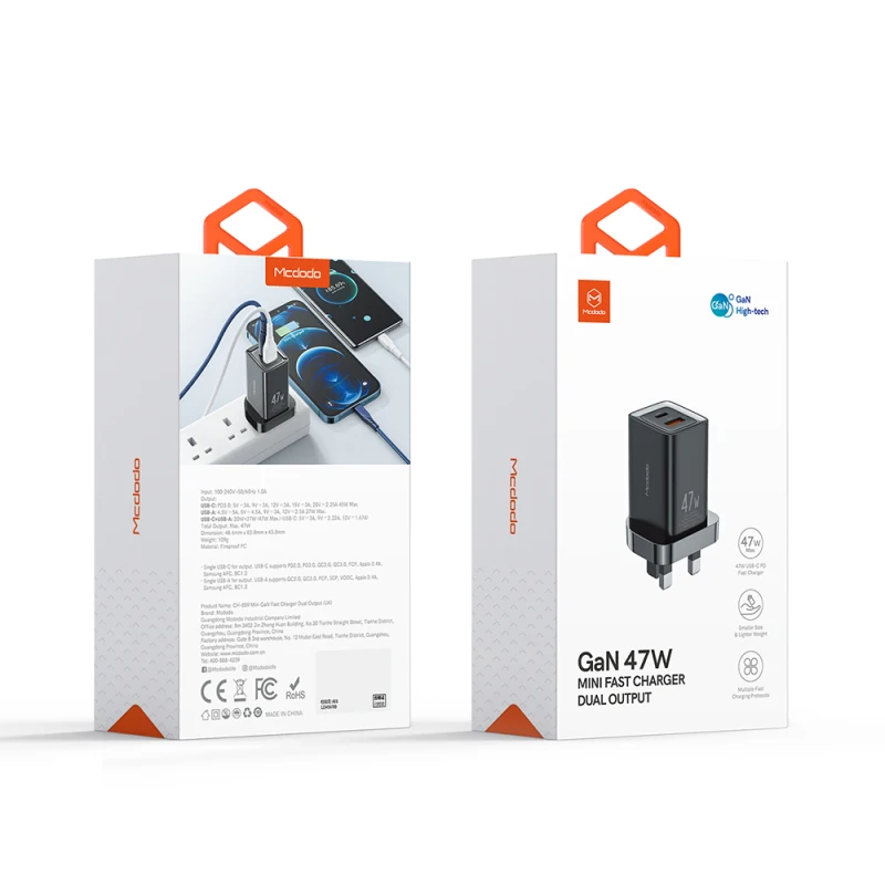 

New 47W GaN Charger Quick Charge 4.0 3.0 Type C PD USB Charger With QC 4.0 3.0 Portable Fast Charger ForXiaomi Laptop For IPhone