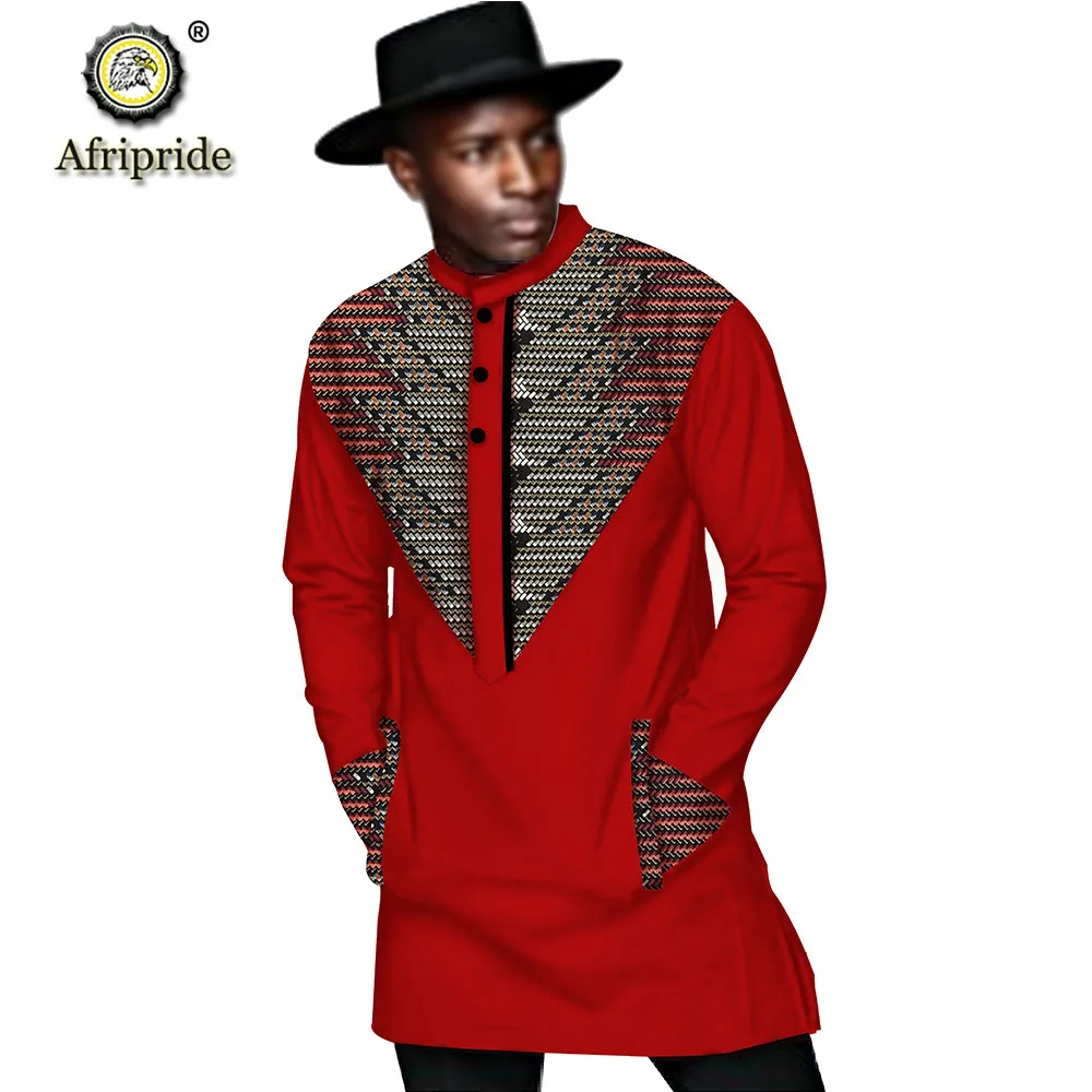 Дашики Мужская рубашка африканская одежда рубашки с принтом Анкара блузка