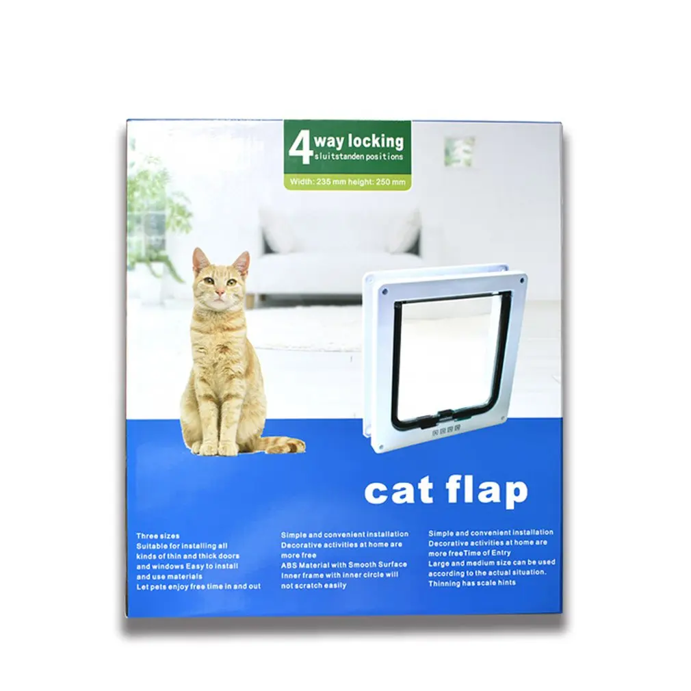 Dog Cat Flap Door with 4 Way Lock Pet Gate Security For Animals Plastic Small | Дом и сад