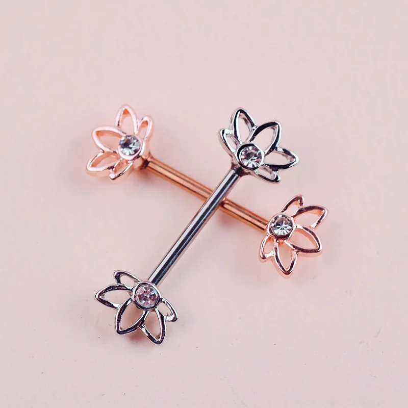 

20PCS Nipple Ring Piercing Surgical Steel Bow Flower Nipple Ring Barbells Piercing Jewelry