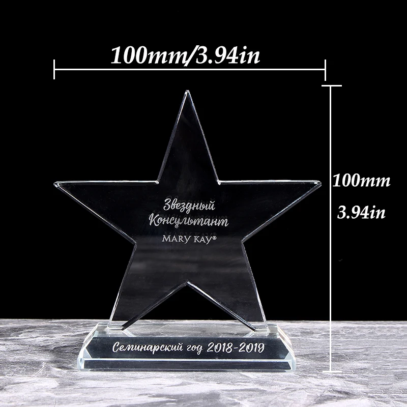 

Hot Sell Personalized Crystal Five-Pointed Star Trophy Statue Glass Champions Award Cup Home Decoration Competition Souvenirs
