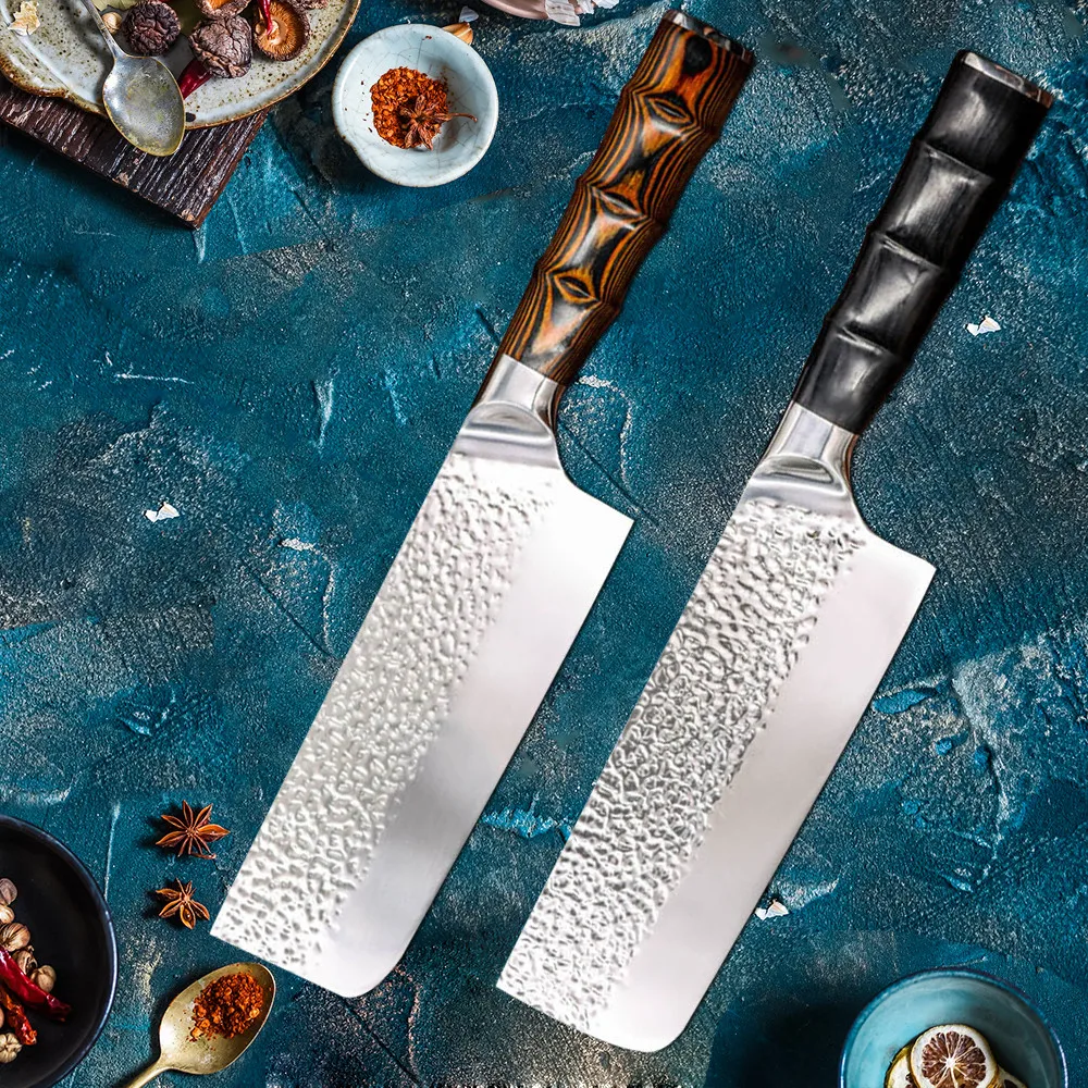 Японский Nakiri Кухня Ножи 5Cr15 кованые нож для Разделки мяса высокого углеродный