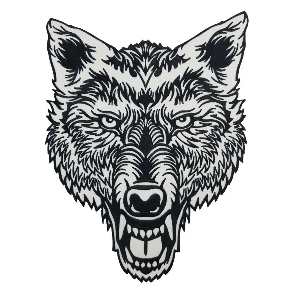 Светоотражающая вышитая нашивка с головой одиночного волка аппликация для