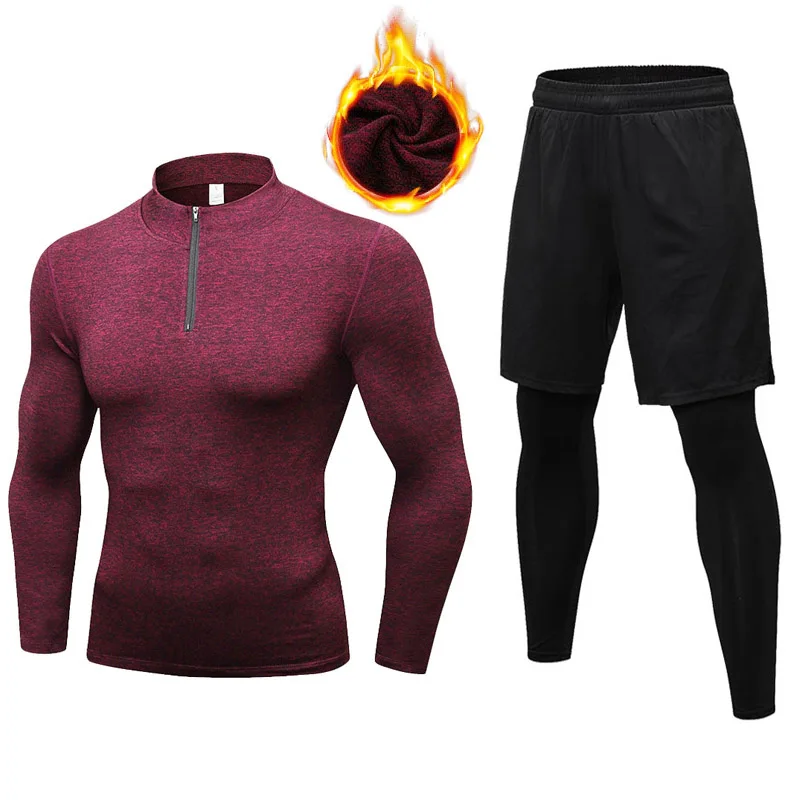 Высокий воротник зима Термальность нижнее белье Для мужчин подштанники Рашгард