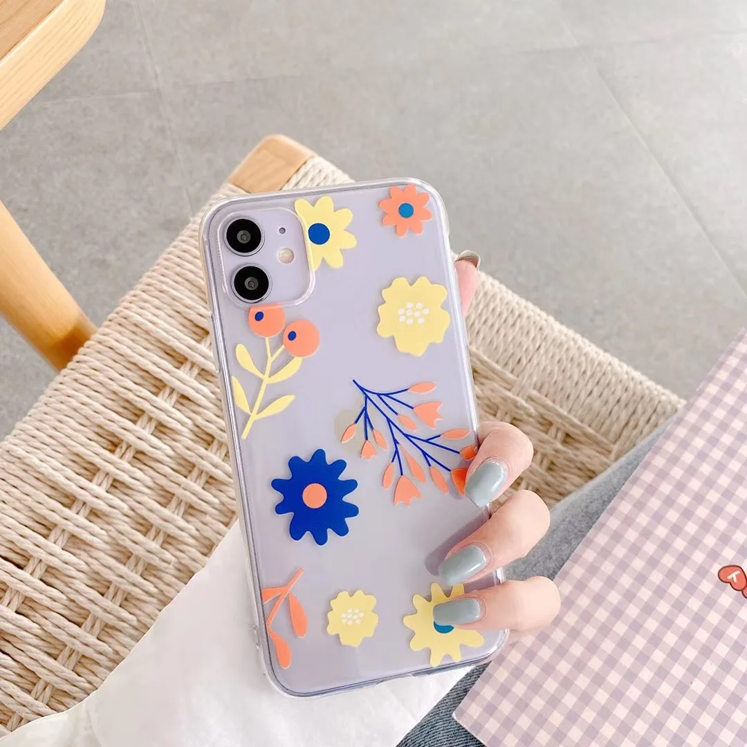 Summer Small Fresh Flower Phone Case for Iphone 11 Pro Max 7 8 8Plus X XR Xsmax Transparent Soft Silicone Back Cover | Мобильные