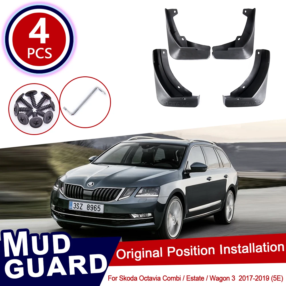 

4pcs for Skoda Octavia 3 Combi Wagon Estate MK3 A7 5E 2017 2018 2019 Car Mud Flaps Mudguard Splash Guards Fender Mudflaps Flap