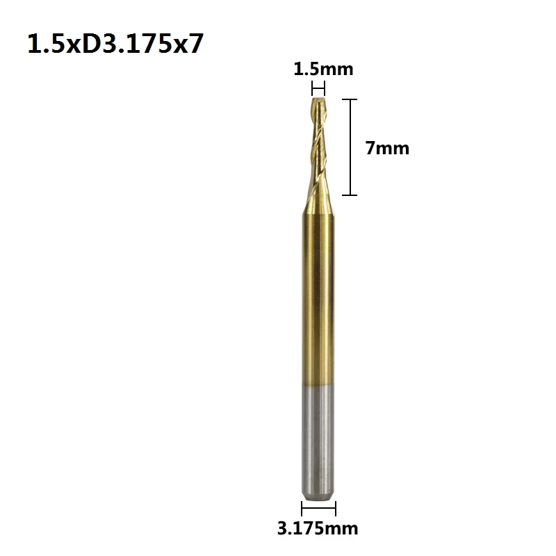1.5xD3.175x7 XCAN 10 шт. 0,8-3,175 мм с титановым покрытием 2 флейты плоская Концевая фреза 3,175 мм хвостовик ЧПУ фреза Карбид Концевая фреза - Длина режущей кромки: 1.5xD3.175x7