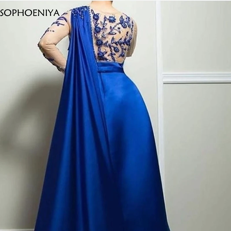 New Arrival V Neck Royal blue Long sleeve evening dress 2021 Robe soiree dubai formal party Evening gown | Свадьбы и торжества