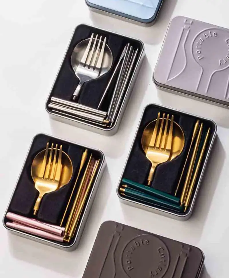 1 комплект съемной столовой посуды из нержавеющей стали Обеденный Сервиз в