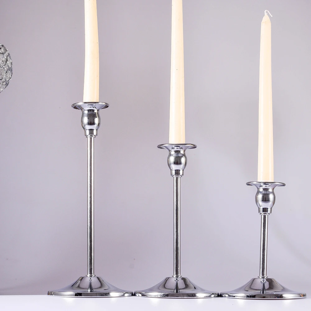 Модные Серебристые/золотые металлические подсвечники свадебные настольные