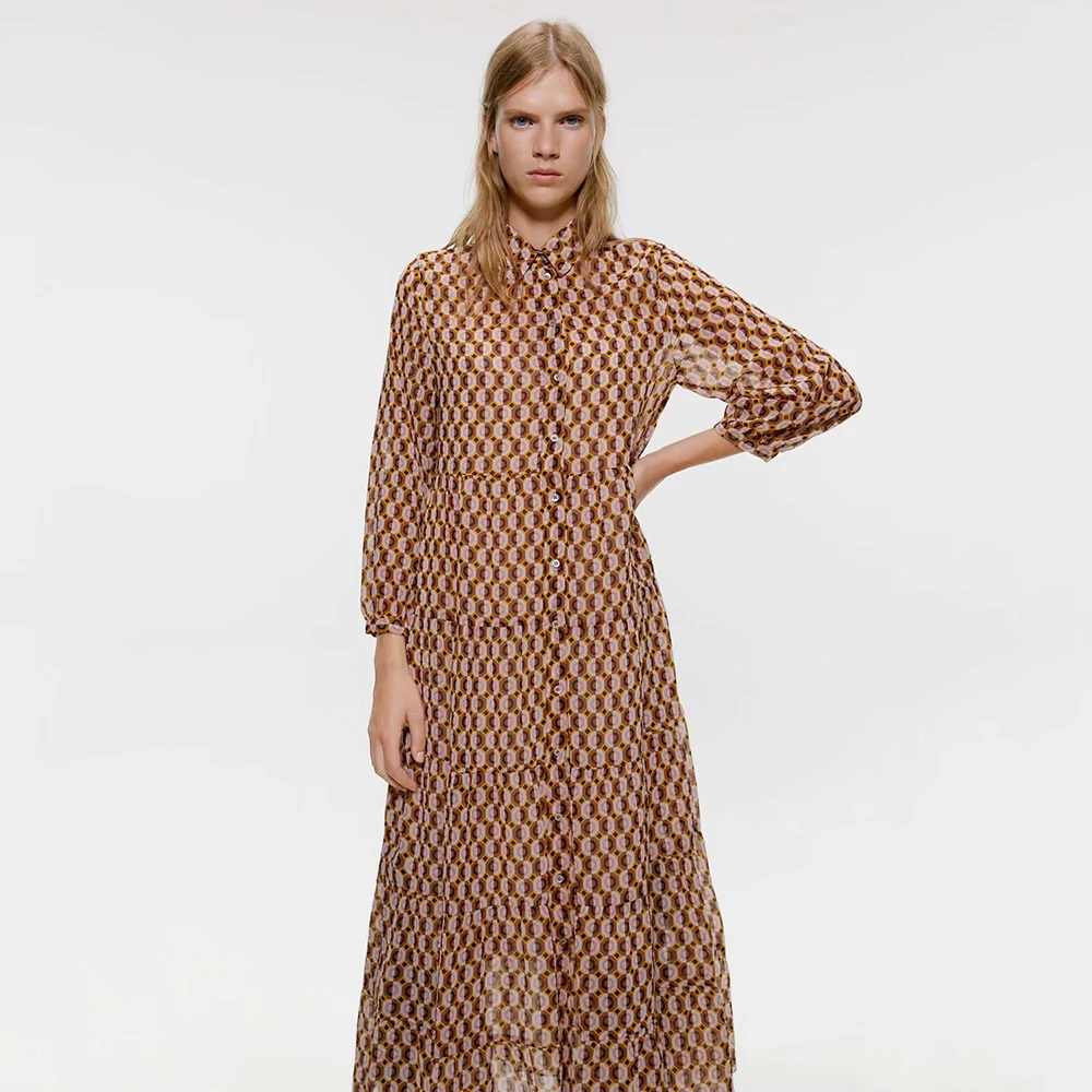 Новое Женское длинное платье с отложным воротником шикарное ТРАПЕЦИЕВИДНОЕ