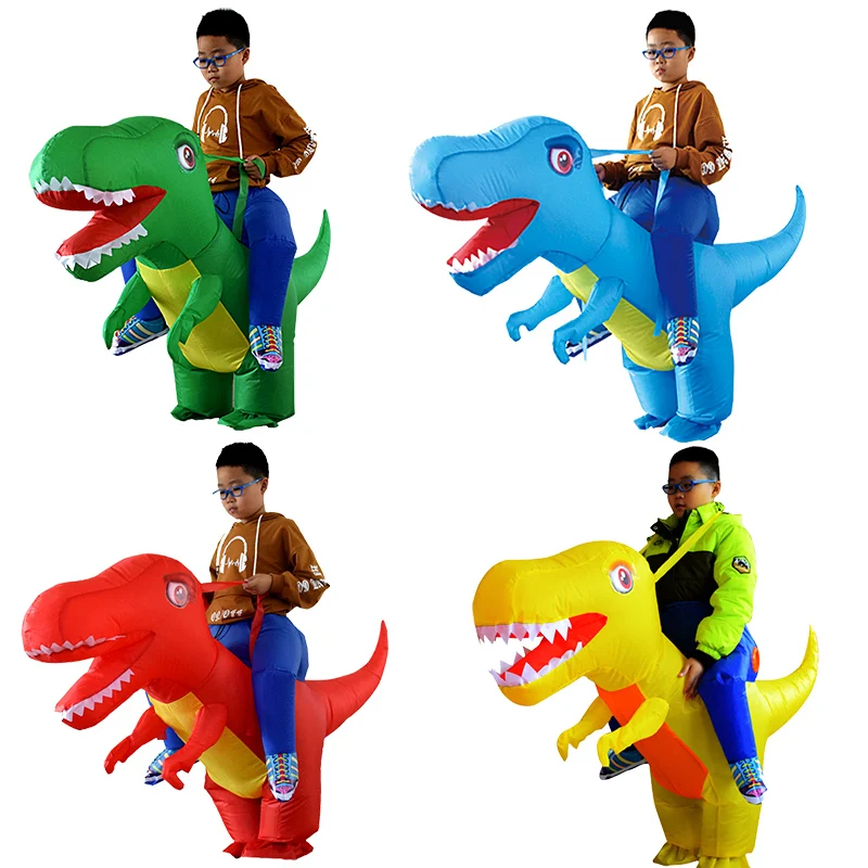 

2019 NEW Dinosaur Inflatable Costume suit Halloween Cosplay T-Rex Fancy Dress Children Ride On Dino Purim party Costumes Kids