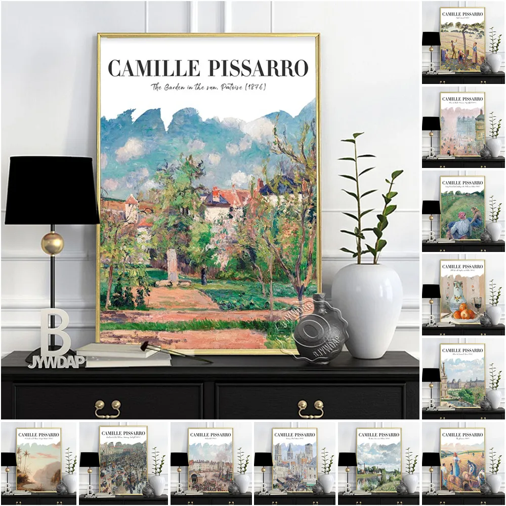 

Camille Pissarro Impressionism Exhibition Print Poster, Landscape Retro Wall Art Canvas Painting, Vintage Office Cafe Home Decor
