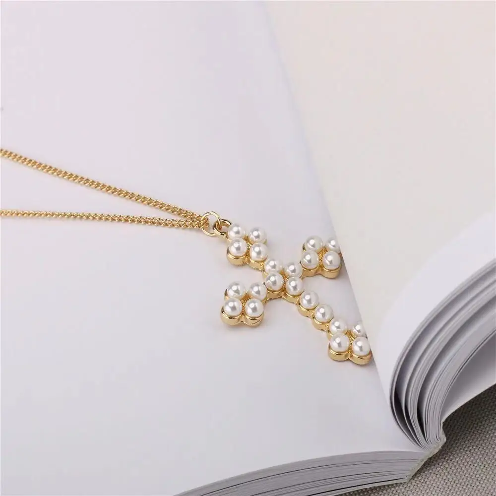 3 шт. Новое поступление жемчужные кресты цепочка для свитера женское длинное